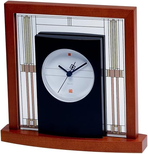 Bulova B7756 Willits Frank Lloyd Wright Table Clock, Light Cherry Finish