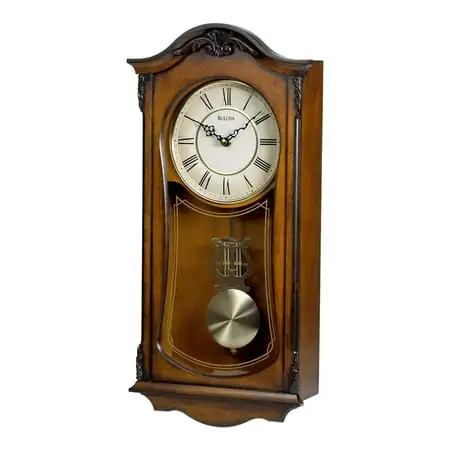 Bulova Clocks C3542 Cranbrook Wall Mount Analog Wooden Chiming Clock, Brown