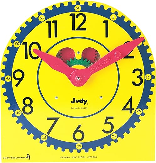 Carson Dellosa Judy Clock Telling Time Clock, 13.5" x 13" Telling Time Teaching Clocks for Kids, Kindergarten, 1st Grade, 2nd Grade, 3rd Grade Telling Time Manipulatives