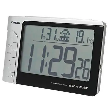 CASIO alarm clock radio wave silver digital temperature calendar display DQD-240J-8JF black