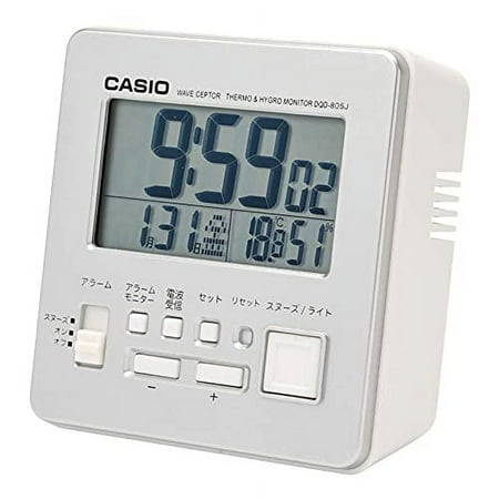 CASIO alarm clock radio wave silver digital temperature humidity calendar display DQD-805J-8JF