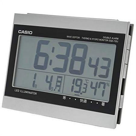 CASIO Alarm Clock Radio waves Silver Digital Double alarm temperature humidity calendar Express DQD-720J-8JF