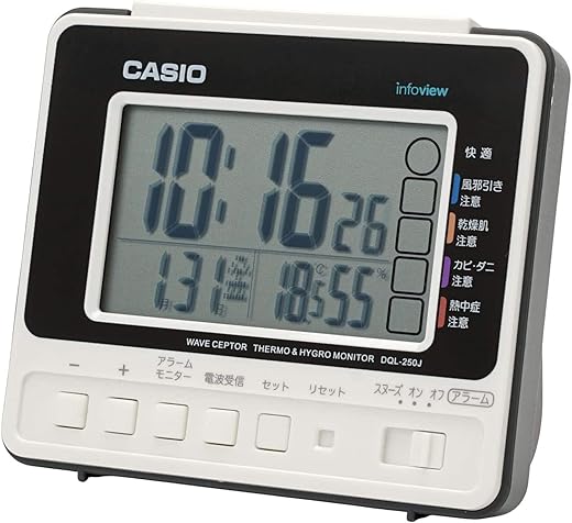 Casio Digital Living Environment US Atomic Alarm Clock with Date Display Hot, Humidity Display DQL – 250j – 7JF