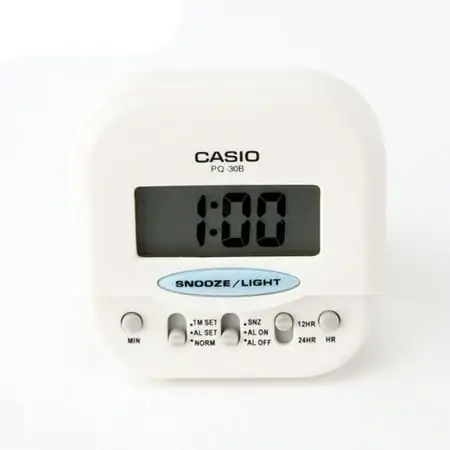 Casio Digital Quartz Beep Snooze Black Resin Travel Alarm Clock PQ30B-7D