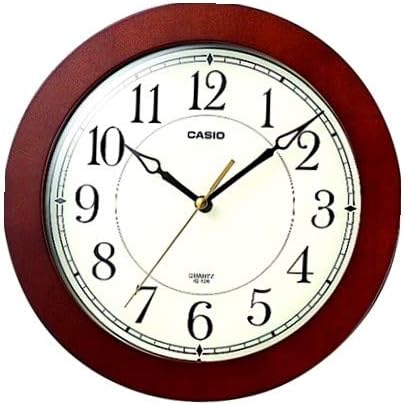 Casio Iq-126-5 Wall Clock with 10 Inches Thinline Quartz Marron Wood Frame and Beige Dial Battery Included Limited Edition (IQ-126-5DF)