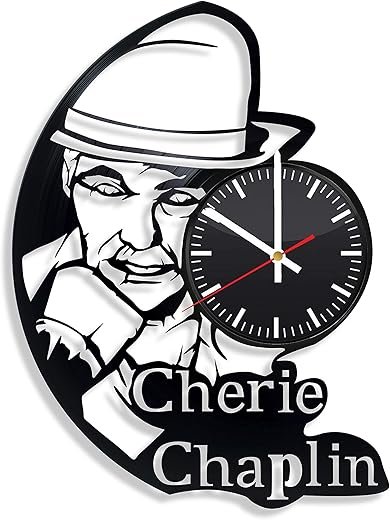 Charlie Chaplin Vinyl Wall Clock, Clock with The Image of The Actor, English Comic Actor, Art, Sir Charles Spencer Chaplin Gift for Any Occasion