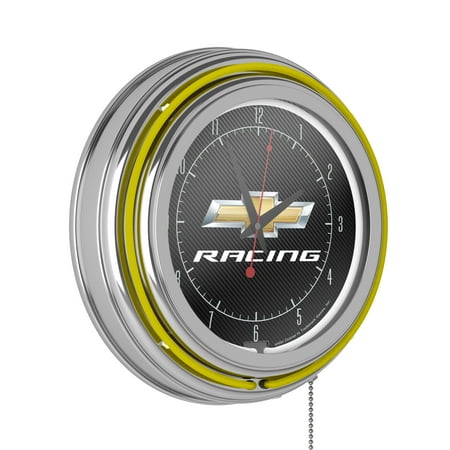 Chevrolet Chevy Racing Retro Neon Analog Wall Clock with Pull Chain