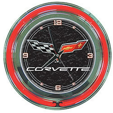 Chevrolet Corvette C6 Neon Clock - Black - 14 Inch Diameter