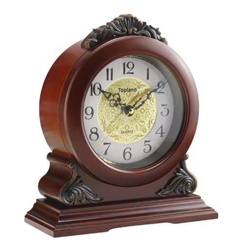 CHIRAY Mantel Clock Decorative Chime Wood Mantle Clock Battery Operated - Silent Wooden Mantle Clock for Living Room Decor Above Fireplace Mantel, Office, Table, Shelf & Home Gift