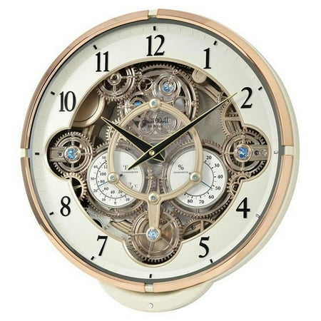 Chronograph White & Gold Magic Motion Wall Clock by Rhythm