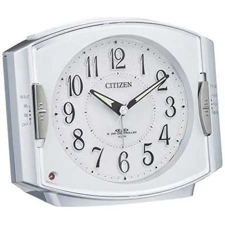 Citizen Alarm Clock Radio waves analog Nemrina R411 dark place Light automatic Lit Electronic sound ・ Bell sound switch function silver CITIZEN 4RK411-019