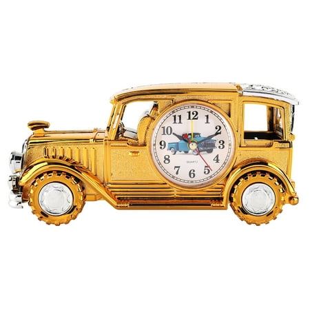 Classic Desk Multifunction Timepiece Gift Golden Vintage Car-Shaped Alarm Clock