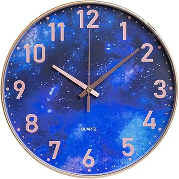 Clock, Space, Universe, Galaxy, Clock Face, Wall Clock, Kitchen, Living Room, Bedroom, Home Art Gifts, Moisture Proof, Dust Proof, and Silent (12in/30cm)