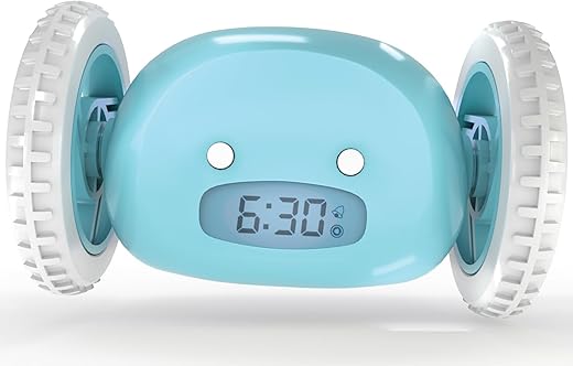 CLOCKY Extra Super Loud Alarm Clock for Heavy Sleepers Adults Kids Teens Bedroom, Move Jump Roll Run Away Easy to Set Smart Digital Alarm Clock on Wheels - Funny Gag Gift (Blue)