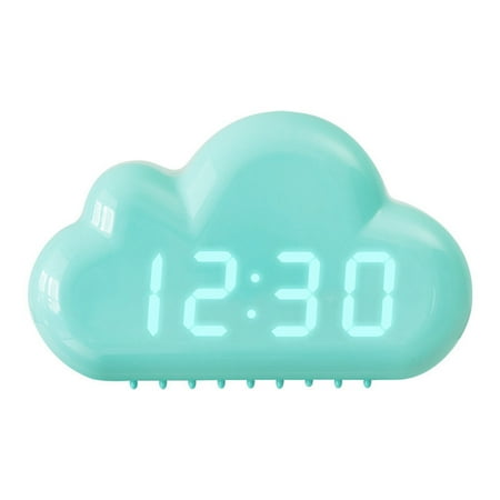 COFEST Creatives Alarm Clock,Four Clouds,Voice Controlled Led Clock,Bedside Snooze Small Alarm Clock,Student Calendar Night Light Electronic Clock Blue