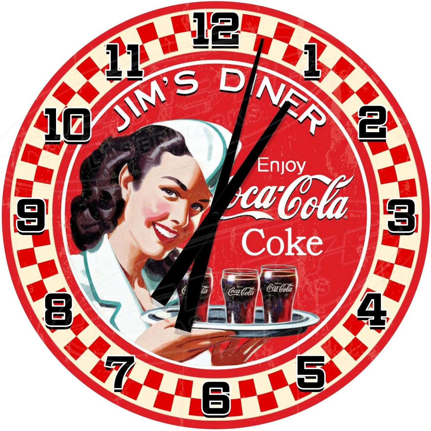 Coke Diner Customized Vintage Medium 18 Metal Wall Clock, Red