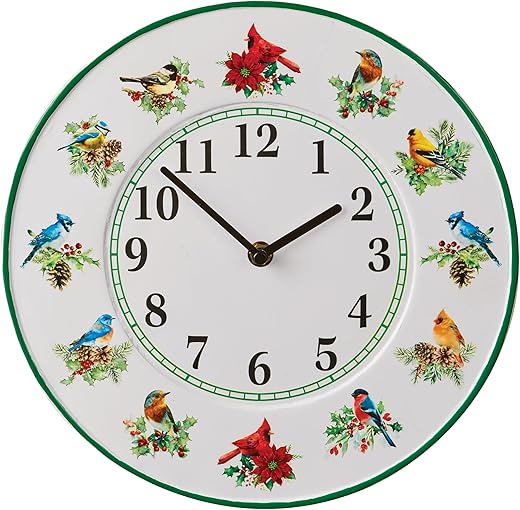 Collections Etc Colorful Realistic Winter Birds Wall Clock