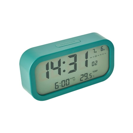 COM1950s Large Number Alarm Clock Scandinavian Style 170 ° Wide Angle Display Lcd Screen Electronic Clock, Alarm Clock Week Date Temperature Display with Luminous (Battery Models)