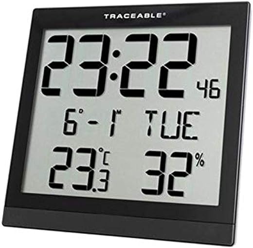 CONTROL Traceable 1076 Digital Radio Atomic Wall Clock, Black