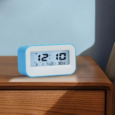 Coollooc Digital Clock Battery Operated, Desk Clocks with Temperature and Date, Large Display Digital Calendar Alarm Clock for Elderly, Bedroom, Office