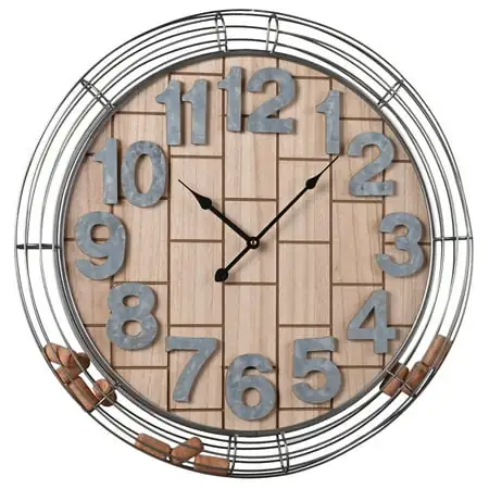 Cork Basket - Wooden & Metal Wall Clock with Wine Cork Storage - 24in W x 24in H x 2in D