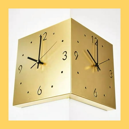 Corner Clock Double-Sided Wall Clock Living Room Creative Simple Modern Two-Side Wall Clock Punch-Free Fashion Yang Angle Clock Ins Style