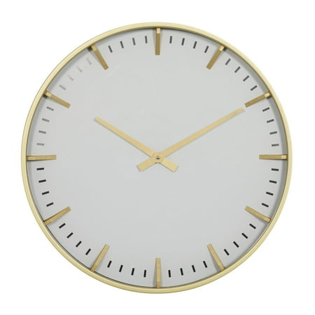 CosmoLiving by Cosmopolitan 20 Gold Plastic Wall Clock with White Backing