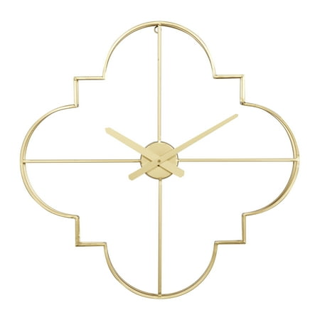 CosmoLiving by Cosmopolitan 24 x 24 Gold Metal Open Frame Quatrefoil Wall Clock