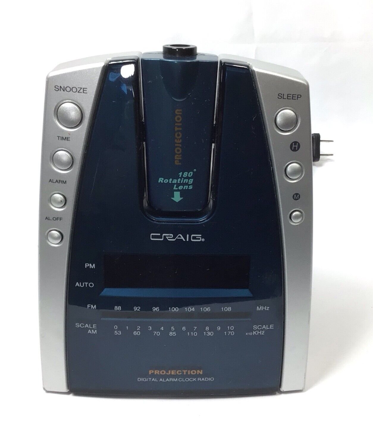 Craig Projection Digital Alarm Clock AM/FM Radio 180Β° Rotating Lens CR41025