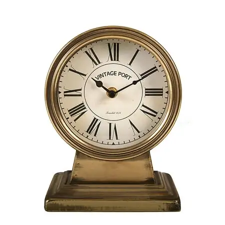 Creative Co-Op 3.62 Quartz Gold Metal Tabletop Clock