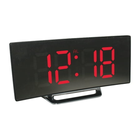 Creative curved screen electronic clock, large screen LED mirror clock, silent alarm clock