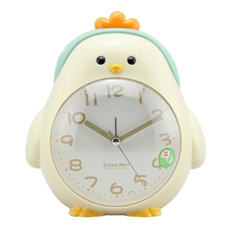 Creative Lovely Cartoon Chicken Alarm Clock ABS Plastic Night Light Silent Desktop Clock Home Decor for Student Children Bedroom