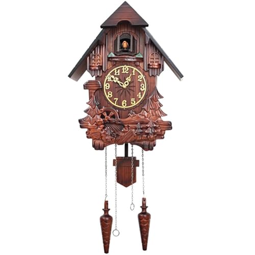 Cuckoo Clock, Vintage Grandfather Clock for Wall, Large Wooden Singing Bird Clock, Decorative Old Fashion Wall Clock, Coo Coo Pendulum Clocks Wall, Antique Home Decor Gift