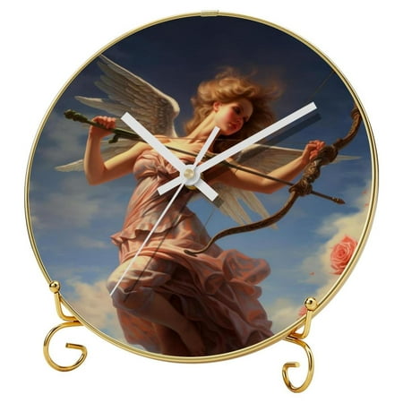 Cupid Premium Round Wall Clocks with Printed Designs, Hooks, and Gold Stand - Silent Non-Ticking Timepieces for Stylish Home Decor, Office, and More