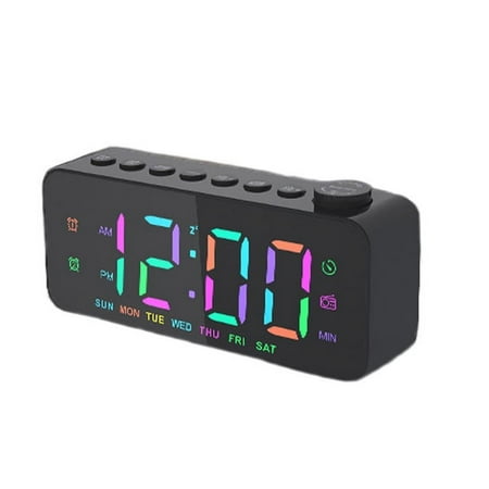 Cute 2024 For Radio Digital Alarm Clock 8 Colors RGB Color Changing Table Digital Clock Sleep Timer Dual Alarm 12/24H Electronic LED Clock