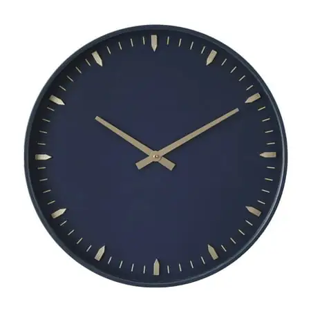 DecMode 20 Dark Blue Glass Wall Clock with Gold Accents