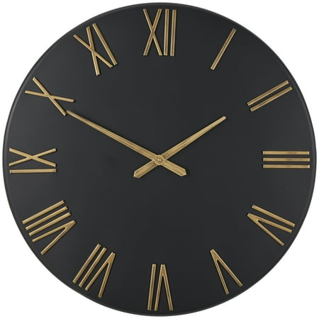 DecMode 31 Black Metal Wall Clock with Gold Hands and Numbers