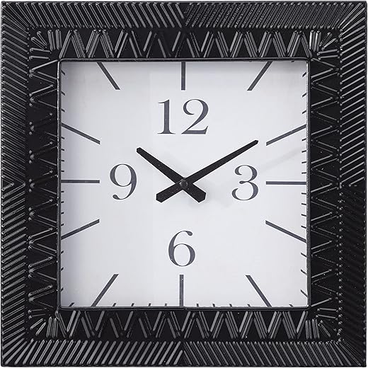 Deco 79 Metal Square Wall Clock, 12 x 3 x 12, Black