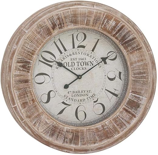 Deco 79 Vintage Wood Wall Clock 31 D-52139, LARGE SIZE, Brown