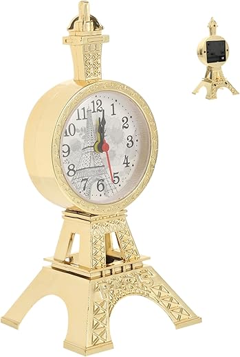 Decorative Alarm Clock Metal Eiffel Tower Clock Paris Building Model Clock Tower Statue Lady Liberty Statue Architecture Alarm Clock Small Alarm Clock Household Plastic Office