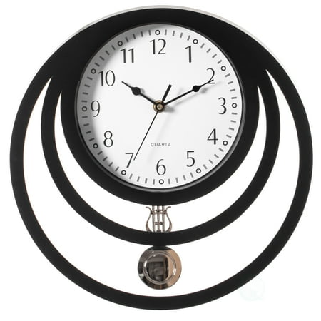 Decorative Modern Unique Round Plastic Wall Clock with Circles, for Living Room, Kitchen, or Dining Room