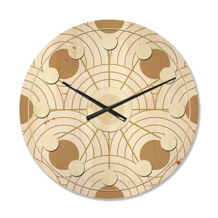 Designart 'Circular Retro Pattern Design' Mid-Century Modern Wood Wall Clock