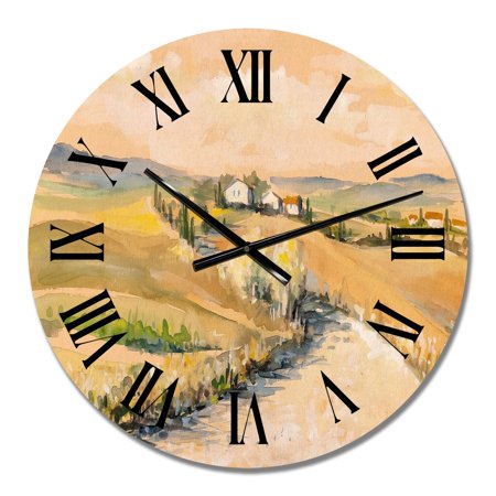 DESIGN ART Designart 'Countryside In Tuscany Italy' Country wall clock 16 In. Wide x 16 In. High