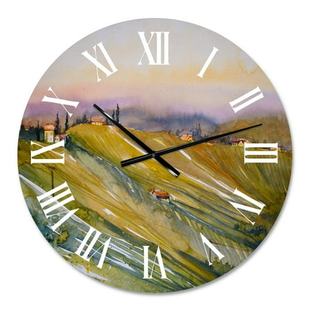 DESIGN ART Designart 'Vineyard At Dawn In Tuscany Italy' Country wall clock 16 In. Wide x 16 In. High