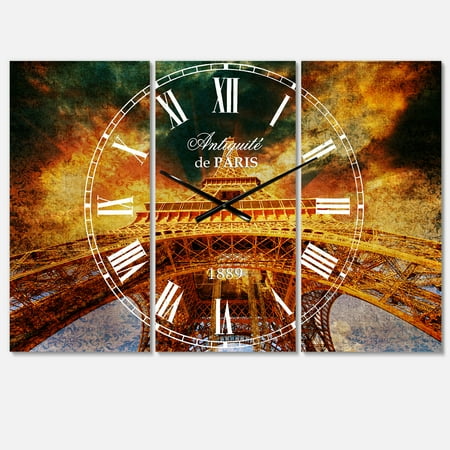 Designart 'Eiffel Tower in Paris with Sunset Colors' Mediterranean wall clock