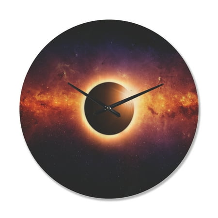 Designart 'Full Galaxy Eclipse View ' Modern Wood Wall Clock