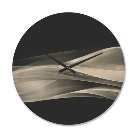 Designart 'Glittering Fractal Silver on Black' Modern Wood Wall Clock