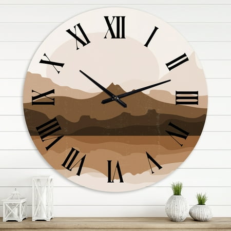 Designart 'Minimalist Terracotta Landscape' Modern Wall Clock