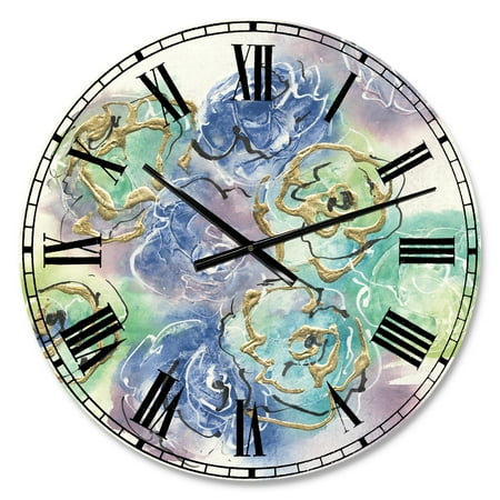 Designart Oversized Multicolor Analog Round Cabin Lodge Modern Wall Clocks, CLM30537-C23