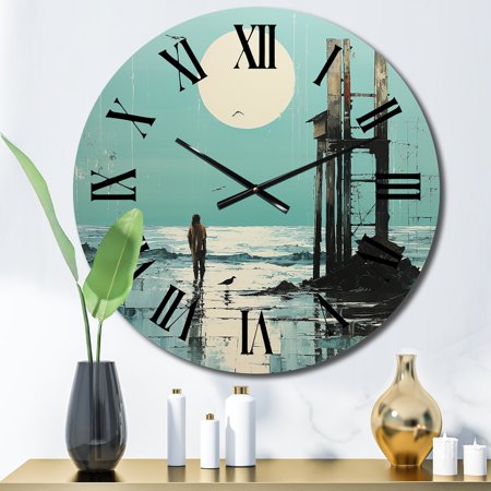 Designart Papercut Pier Solitude I Nautical & Beach Oversized Wall Clock